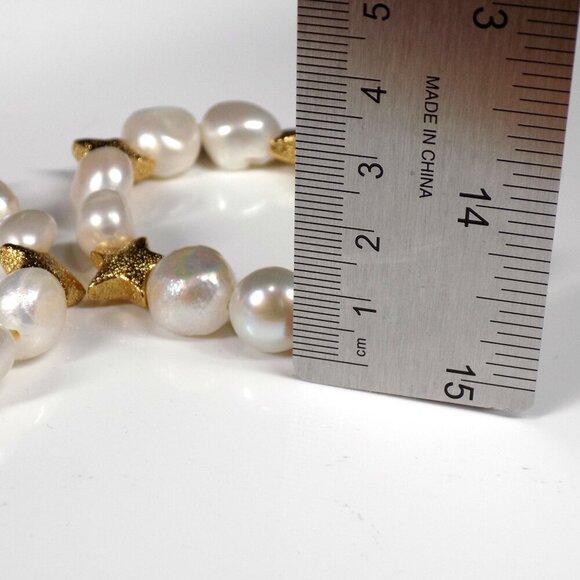 Baublebar Real Keshi Pearls Stretch Bracelet Bracelets Gold-tone Stars 6 & 6.5" - Picture 3 of 8
